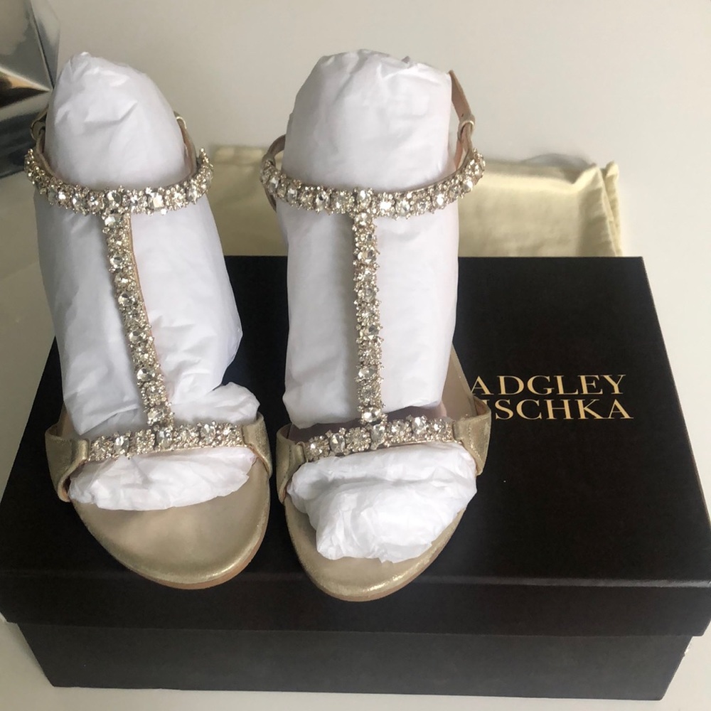 Badgley Mischka rose gold jewel sandals